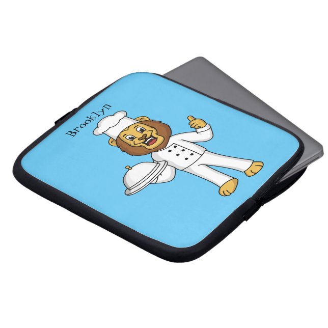 Capa Para Notebook Ilustração de desenho animado do chef de leão (Frente Topo)