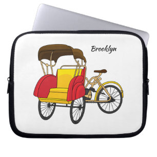 Capa Para Notebook Ilustração de desenho animado do rickshaw Pedicab