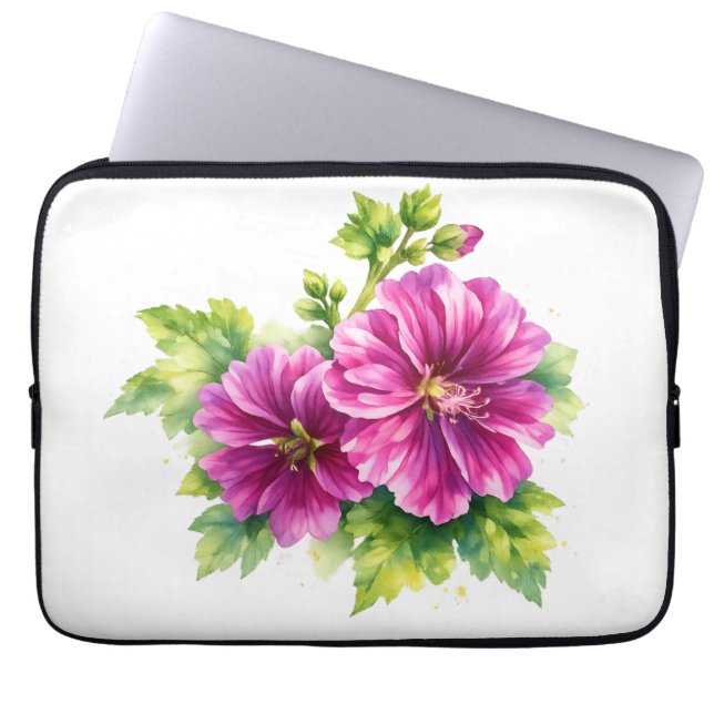 Capa Para Notebook Ilustração de Flor Aquarela Roxa (Frente)