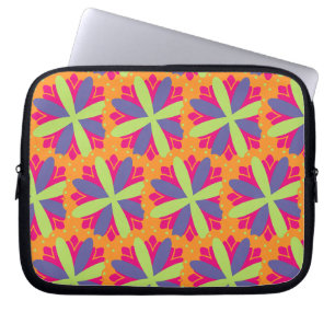 Capa Para Notebook Ilustração de formas florais laranja