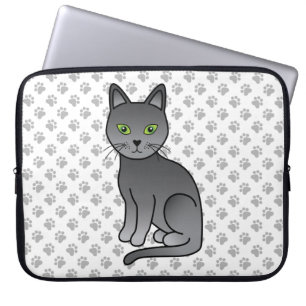 Capa Para Notebook Ilustração de Gato de Cartoon Azul Russo - Ilustra