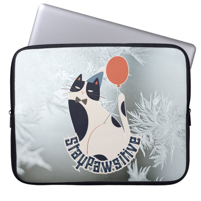 Capa Para Notebook Ilustração de Gato Ficar Pawsitivo Moderna para No (Frente)