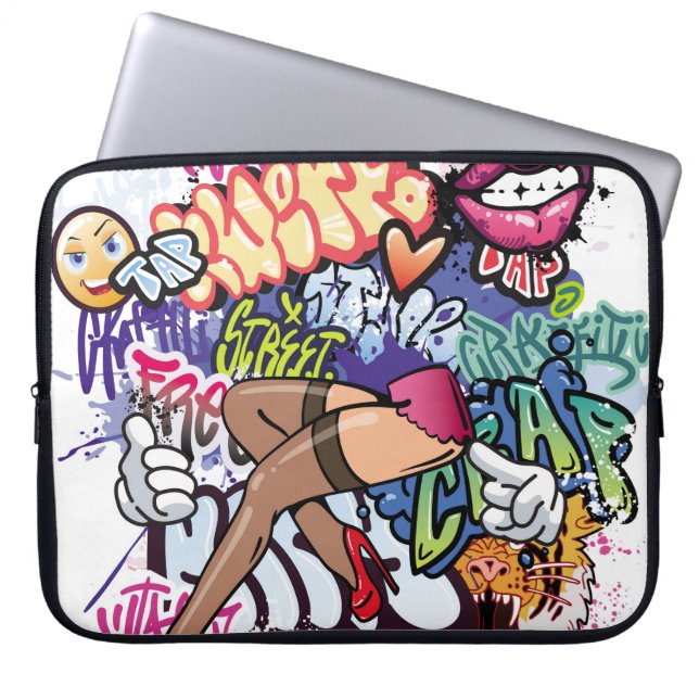 Capa Para Notebook ilustração de grafite com letras de grafite de rua (Frente)