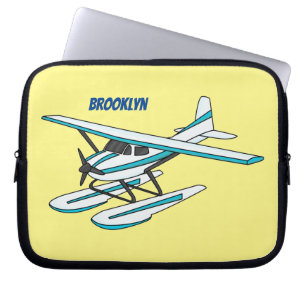 Capa Para Notebook Ilustração de hidroavião azul branco