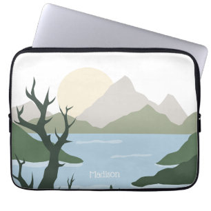 Capa Para Notebook Ilustração de Natureza de Nome Personalizado