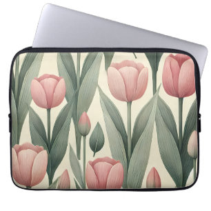Capa Para Notebook Ilustração de Padrão de Campo de Tulip Rosa