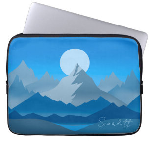 Capa Para Notebook Ilustração de Paisagem de Picos de Montanha Azul