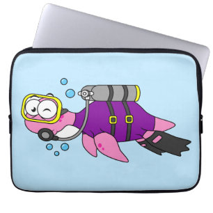 Capa Para Notebook Ilustração De Um Mergulhador Scuba Monstro De Loch