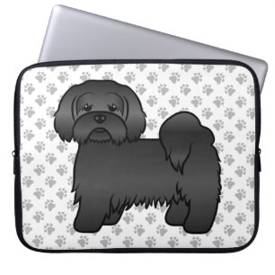 Capa Para Notebook Ilustração do Cão de Cartoon Bonito de Lhasa Preta