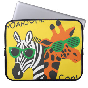 Capa Para Notebook Ilustração do Cartoon Zebra Girafa legal