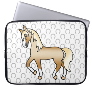 Capa Para Notebook Ilustração do desenho animado de trote de cavalos 