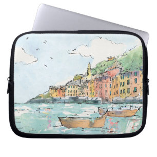Capa Para Notebook Ilustração do porto de Porofino