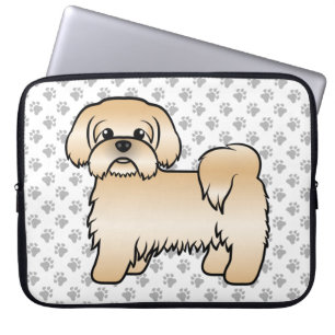 Capa Para Notebook Ilustração Dourada do Cão de Cartoon Shih Tzu Cute
