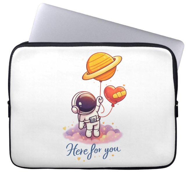 Capa Para Notebook Ilustração Fofa de Amor Espacial (Frente)