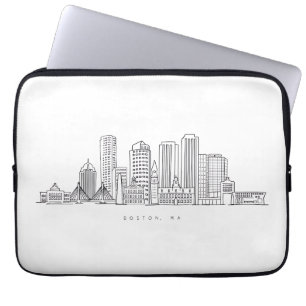 Capa Para Notebook Ilustração Minimalista do Skyline da Cidade de Bos