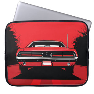 Capa Para Notebook Ilustração Pop Art de Traseira de Muscle Car Verme