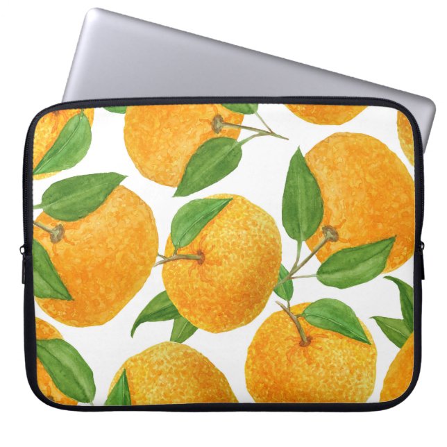 Capa Para Notebook Ilustração Tangerine Mandarine: Vibrante Watercol (Frente)
