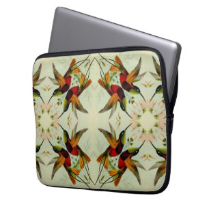 Capa Para Notebook Ilustração Vintage Beija-flores e Flores