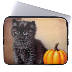 Capa Para Notebook Ilustração Vintage Halloween Black Kitten