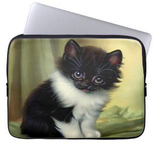 Capa Para Notebook Ilustração Vintage Tuxedo Kitten