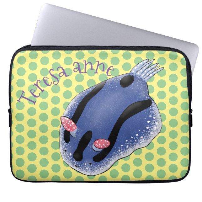 Capa Para Notebook Imagem de desenho animado azul-nudibranch bonito (Frente)