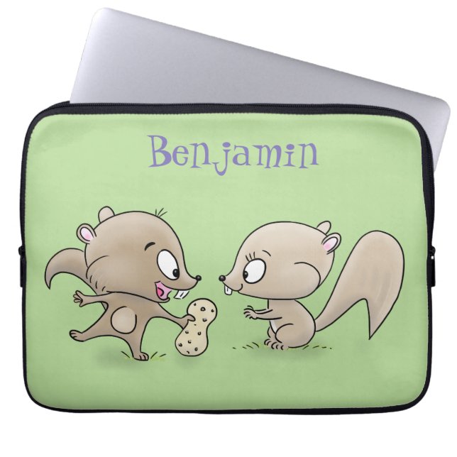 Capa Para Notebook Imagem de desenho animado de esquilos engraçados (Frente)