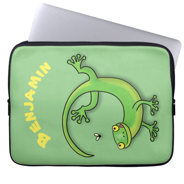 Capa Para Notebook Imagem de desenho animado de lagarto verde-escanca (Frente)