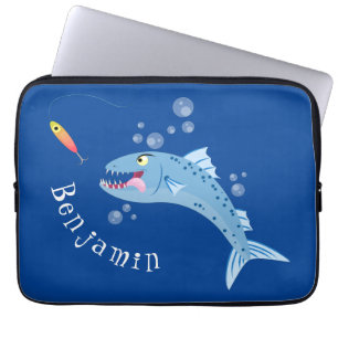 Capa Para Notebook Imagem de desenho animado de pesca com fome de pei