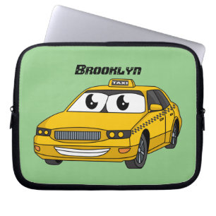 Capa Para Notebook Imagem de desenho animado de táxi amarelo bonito