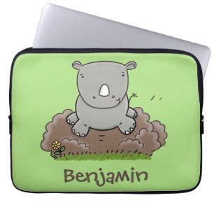 Capa Para Notebook Imagem de desenho animado do bebê rhino