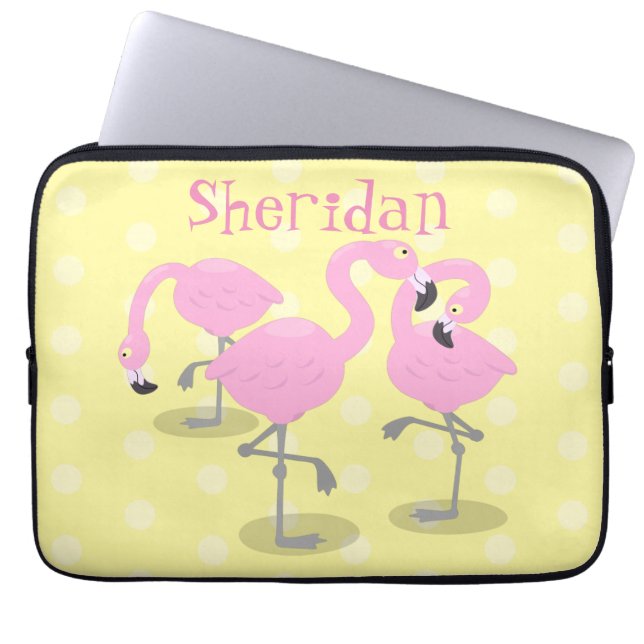 Capa Para Notebook Imagem de desenho animado rosa-claro flamingo trio (Frente)
