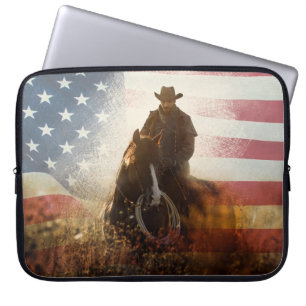 Capa Para Notebook Imagem do cowboy do Dia da Independência.