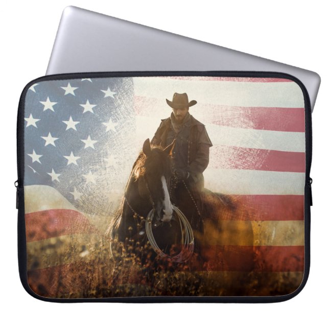 Capa Para Notebook Imagem do cowboy do Dia da Independência. (Frente)