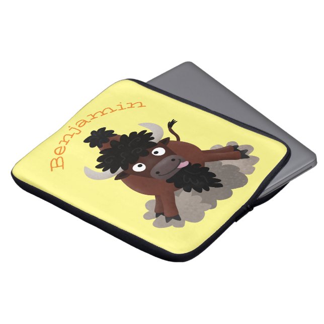 Capa Para Notebook Imagem engraçada de desenho animado de bisonte de  (Frente Topo)