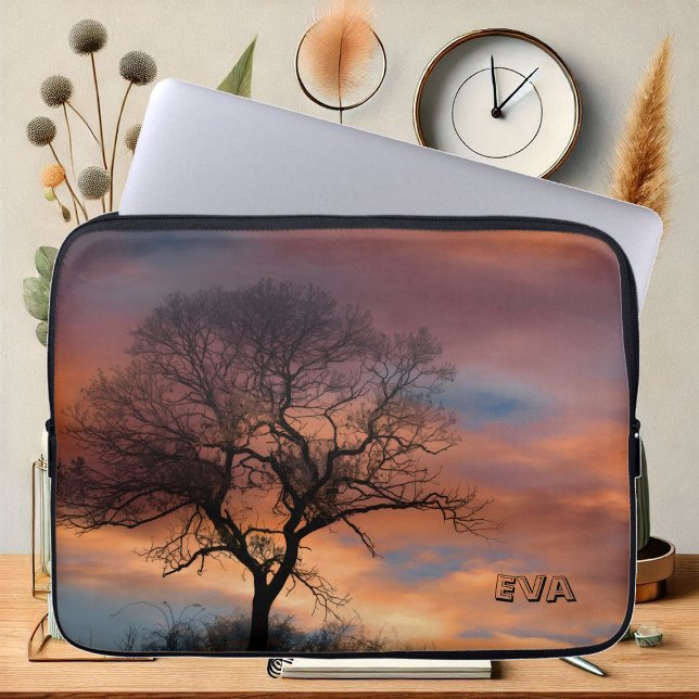 Capa Para Notebook Imagem Imaginosa Árvore Rumultura (Picturesque Tree Sunset Twilight Nature Photograph Laptop Sleeve)