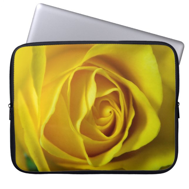 Capa Para Notebook Imagem macro de rosa amarela magnífica (Frente)