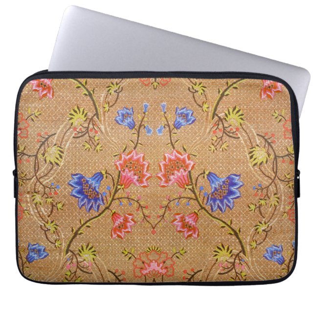 Capa Para Notebook Imperial Vermelho e Dourado Interligado Floral em  (Frente)