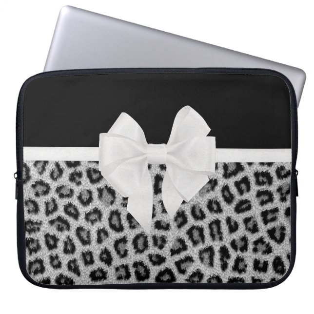 Capa Para Notebook Impressão animal branco preto feminino e arco do (Frente)