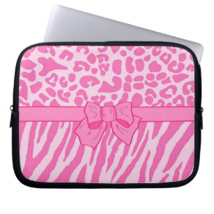 Capa Para Notebook Impressão animal do leopardo cor-de-rosa bonito d