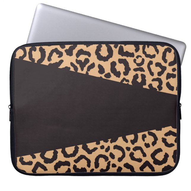 Capa Para Notebook Impressão Animal Dourada Chita Leopardo Preta Mode (Frente)