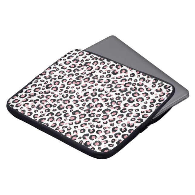 Capa Para Notebook Impressão animal negro-leopardo-negro e Rosa elega (Frente Topo)