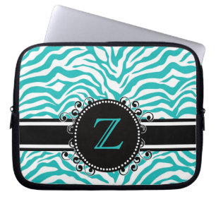 Capa Para Notebook Impressão azul brilhante da zebra com fita &
