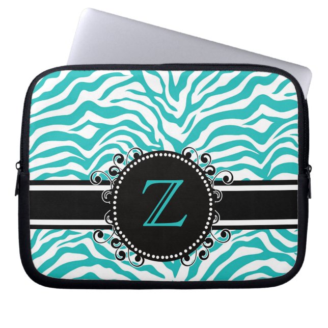 Capa Para Notebook Impressão azul brilhante da zebra com fita & (Frente)