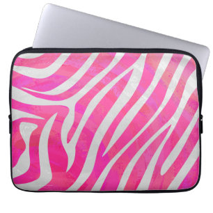 Capa Para Notebook Impressão branco e rosa-quente zebra