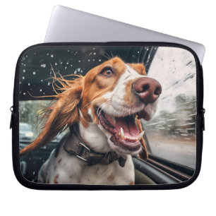 Capa Para Notebook Impressão de Arte de Cachorro Animado em Carro Chu