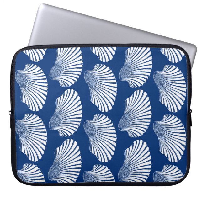 Capa Para Notebook Impressão de Bloco de Shell Scallop, Marinho Azul  (Frente)