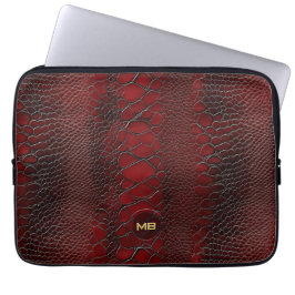 Capa Para Notebook Impressão de Couro de Snakeskin Vermelho, em Monog