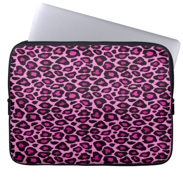 Capa Para Notebook Impressão de Leopardo Negro e Rosa Funsa (Frente)