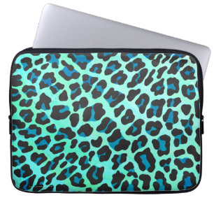 Capa Para Notebook Impressão de Leopardo Negro e Teal