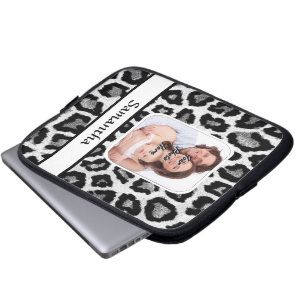 Capa Para Notebook Impressão de leopardo preto e branco